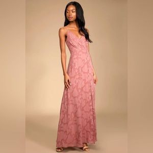 Lulus Medium Cue the Romance Rose Pink Floral Burnout Maxi Dress in Mauve
